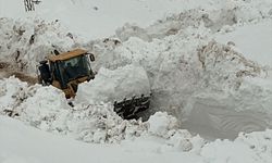 Yüksekova'da metrelerce kar altındaki yolları açma çalışmaları sürdü