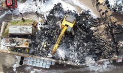 Bodrum'da açık alandaki inşaat izolasyon malzemeleri yandı