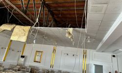 Deprem nedeniyle nişan merasiminde düğün salonu tavanı çöktü
