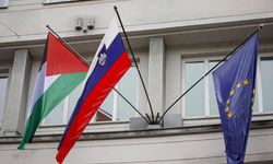 Slovenya'da hükümet binasına Filistin bayrağı çekildi