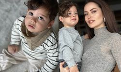 Minik Kerem'den annesi Fahriye Evcen'e özel poz