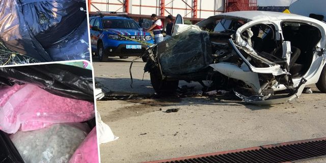 Kaza gerçeği ortaya çıkardı, araçta çeşitli türlerde uyuşturucu bulundu