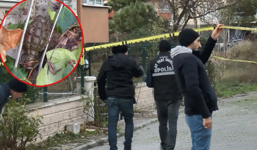 Büyükçekmece'de panik anları! Bir binanın önünde el bombası bulundu