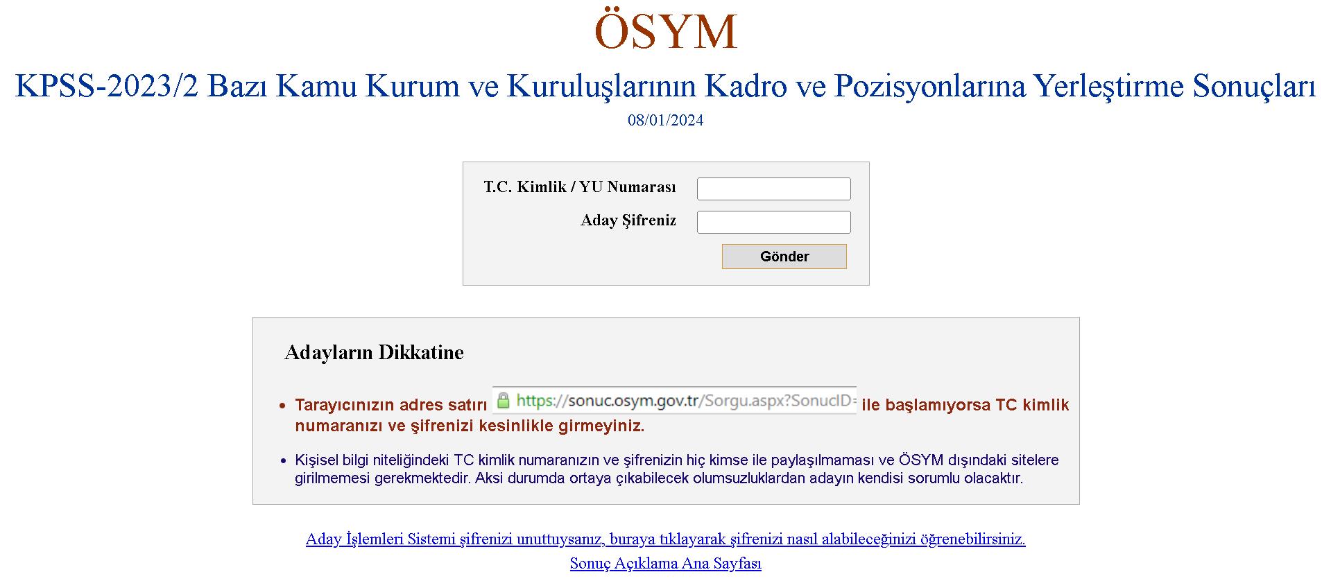 Osym Kpss Yerlestirme Sonuclari 08012024