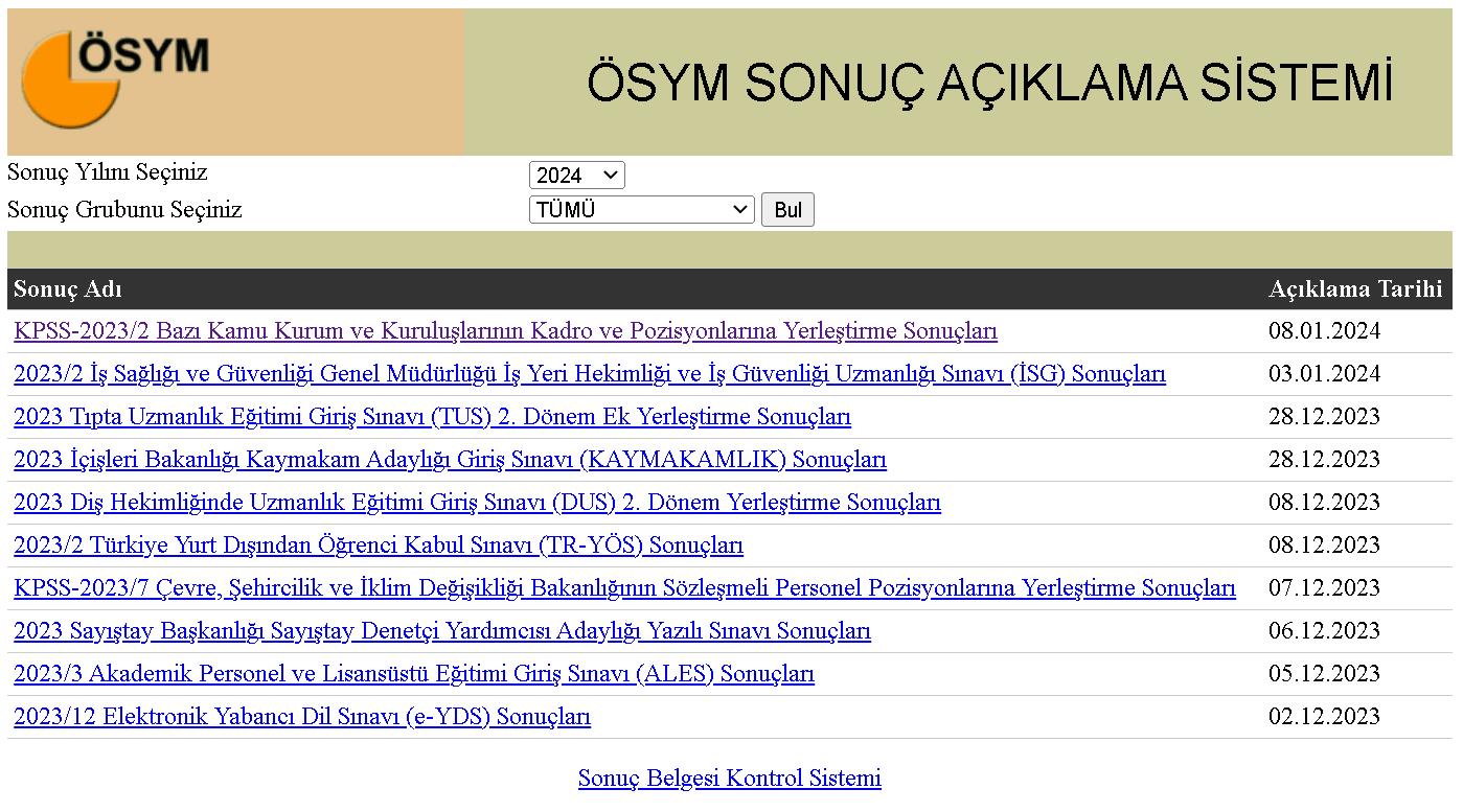 Osym Sonuc Aciklama Sistemi 08012024
