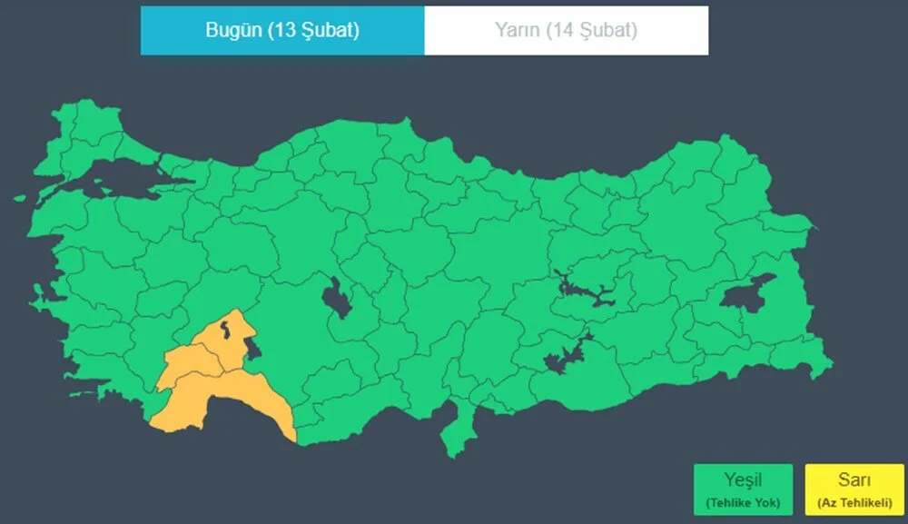 Bugun Hava Nasıl Olacak? Meteorolojiden Turuncu Kodlu Uyarı Geldi 13 Şubat 2024 3