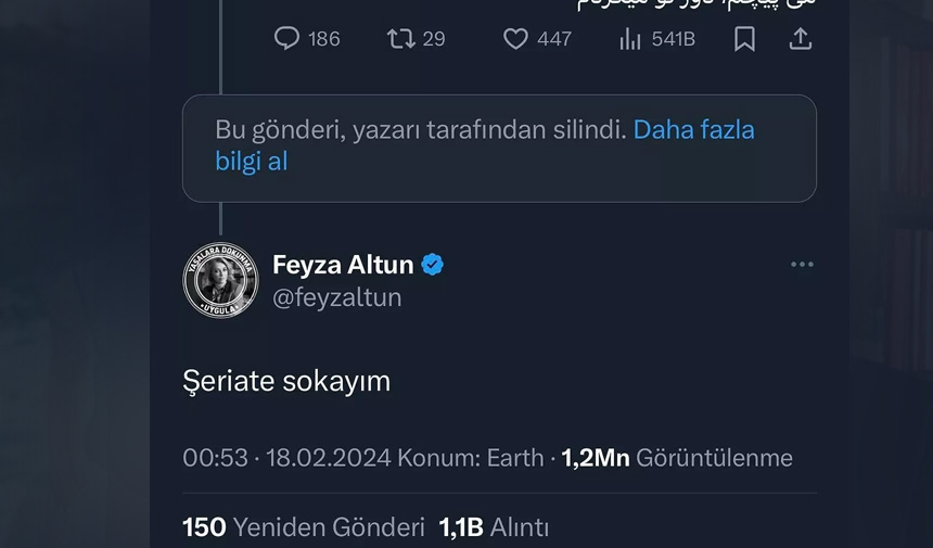 Feyza Altun Tweet