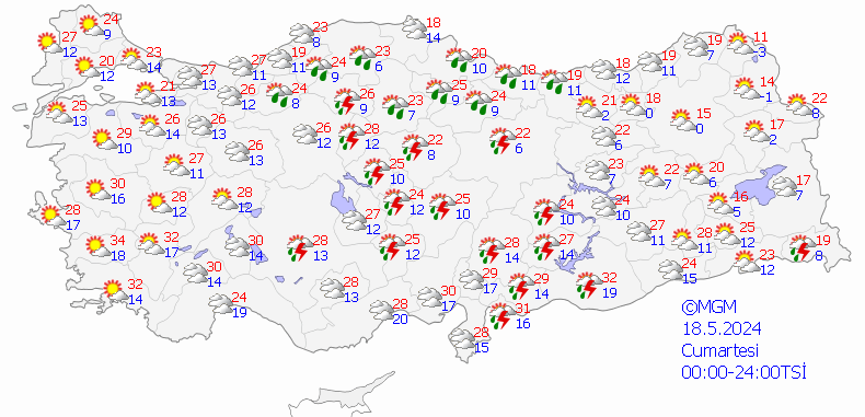 1 Cumartesi Hava Durumu 18052024